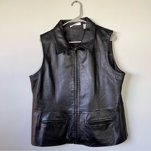 Vintage black leather vest